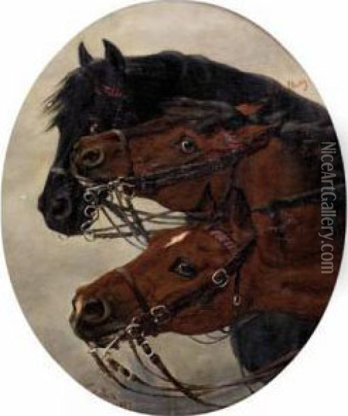 Pferdekopfe Oil Painting - Caspar Von Reth
