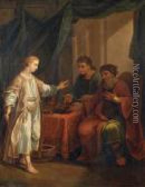 Der Jugendliche Christus Die Wechsler Aus Dem Tempel Vertreibend. Oil Painting - Johann Anton Tischbein