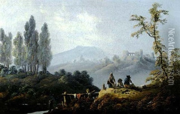 A Landscape Oil Painting - Jean Baptiste Pillement