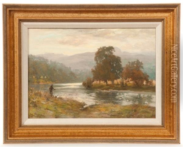 Fishing On The River Sochi Oil Painting - Joseph Milne