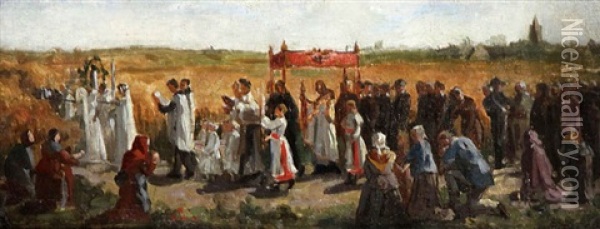 La Benediction Des Bles Oil Painting - Jules Breton