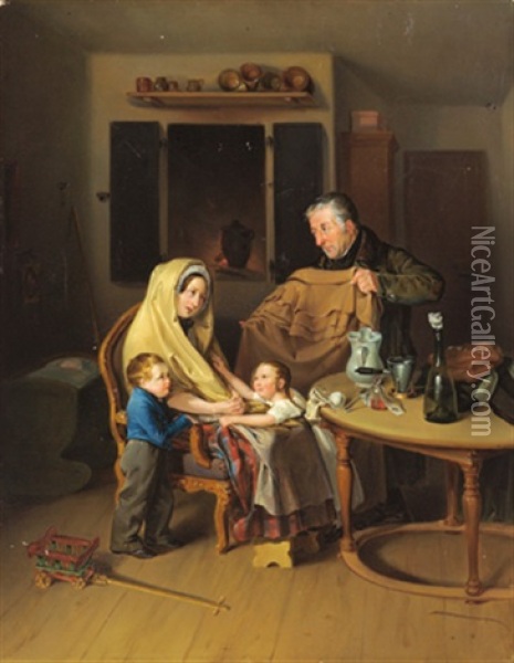 Familie In Not Oil Painting - Heinrich August Mansfeld