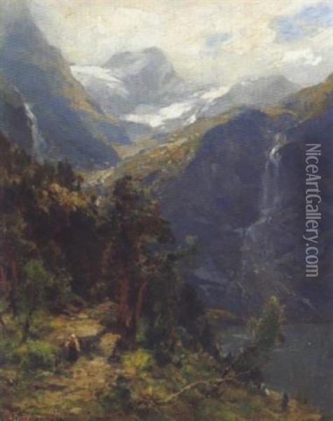 Sommertag Im Hochgebirge Oil Painting - Carl August Heinrich Ferdinand Oesterley