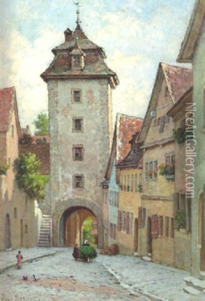 A Gatehouse, Bayern Oil Painting - Elias Mollineaux Bancroft