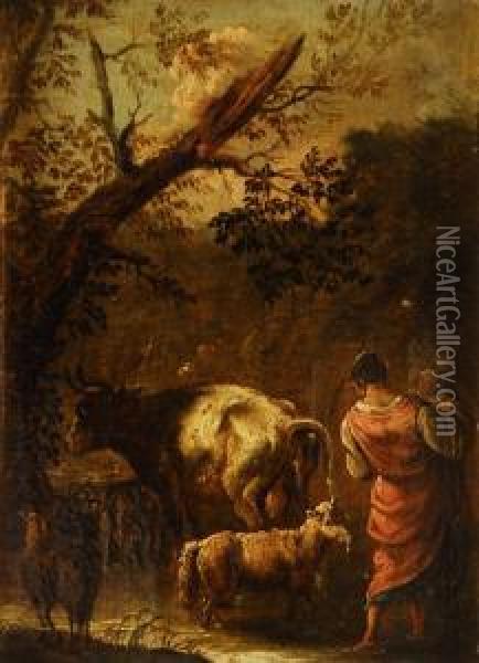 Pareja De Escenas Pastoriles Oil Painting - Domenico Brandi