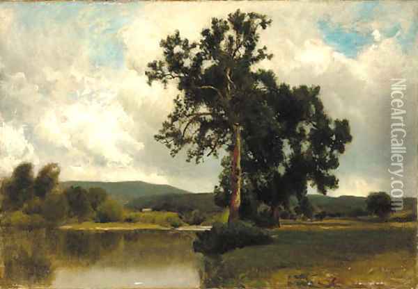 Summer Along the Lake Oil Painting - William M. Hart