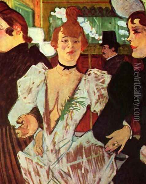 Goule Enters The Moulin Rouge With Two Women Oil Painting - Henri De Toulouse-Lautrec