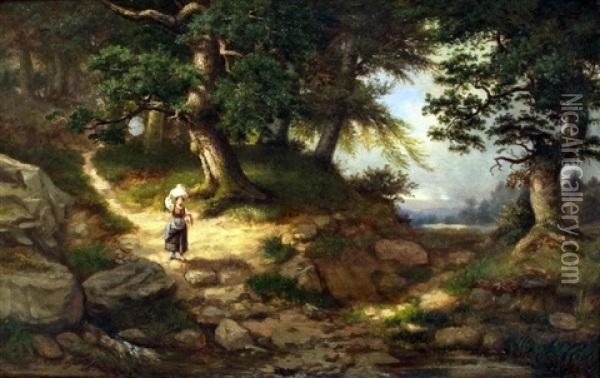 In The Old Forest Oil Painting - Eduard Schleiden
