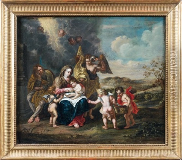 Le Repos De La Sainte Famille Oil Painting - Peeter Van Avont