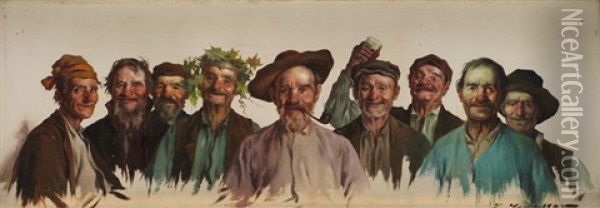 Los Borrachos Oil Painting - Luis Graner y Arrufi