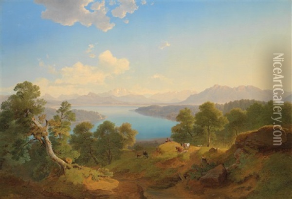 Blick Auf Den Waginger See Oil Painting - Maximilian Haushofer