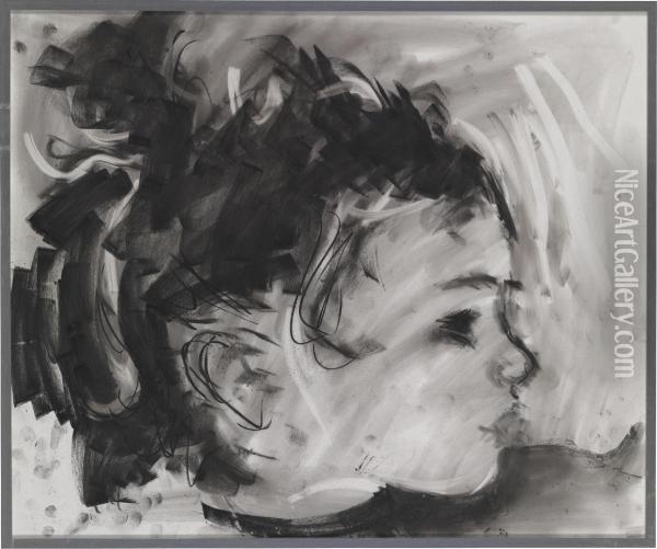 Head Oil Painting - Anton Kolig