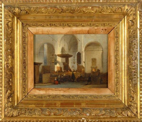 Cathedral Interior Oil Painting - Johannes Bosboom