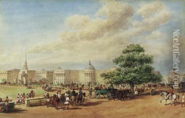 Government House, And The South-west Gateway, From The Esplanade,calcutta Oil Painting - William Prinsep