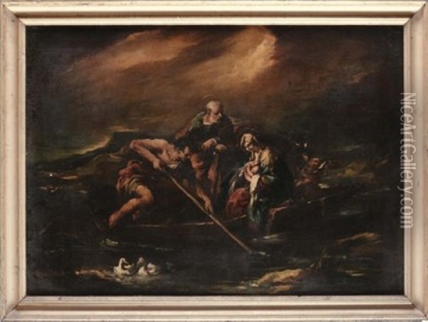 Fuga In Egitto Oil Painting - Giovanni Antonio Guardi