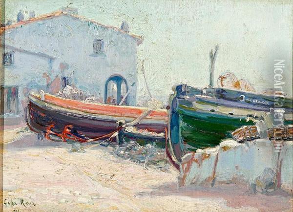 Barcas En La Playa Oil Painting - Baldomero Gili Y Roig