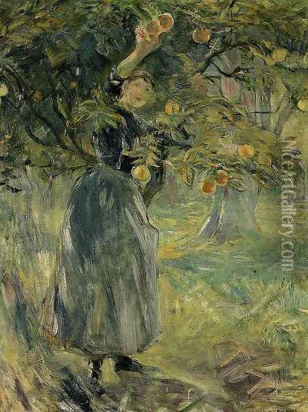 The Orange Picker Oil Painting - Berthe Morisot