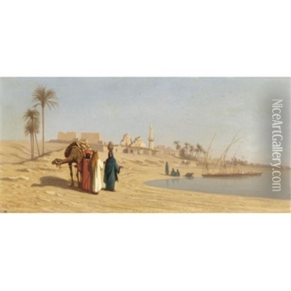 The Banks Of The Nile Oil Painting - Charles Theodore (Frere Bey) Frere