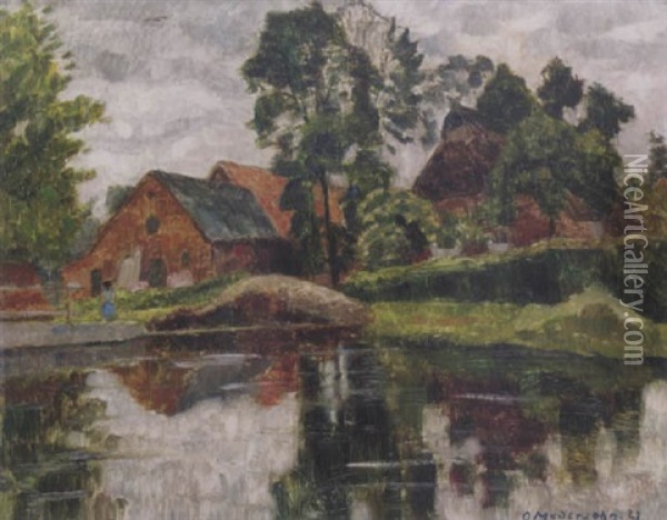 Dorf Am Wasser Bei Worpswede Oil Painting - Otto Modersohn