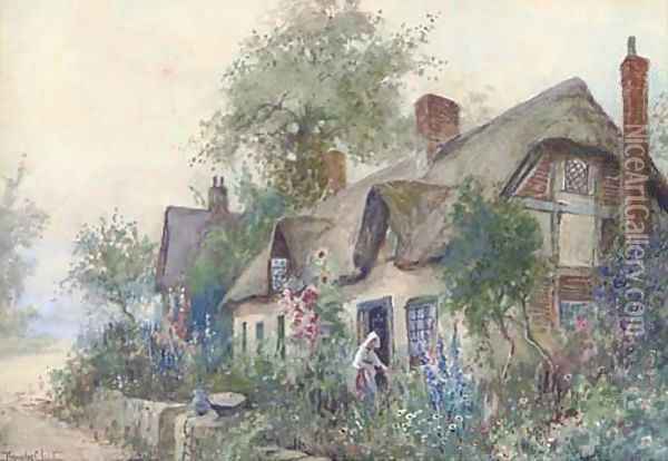 Tending to a cottage garden Oil Painting - Joseph Hughes Clayton
