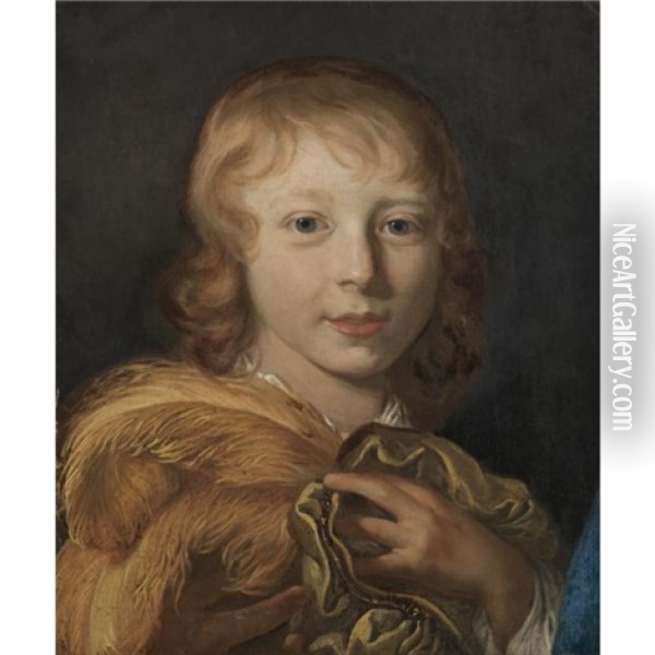 Portrait Of William Ii Of Orange-nassau As A Child, Holding A Feathered Cap Oil Painting - Jakob van Loo