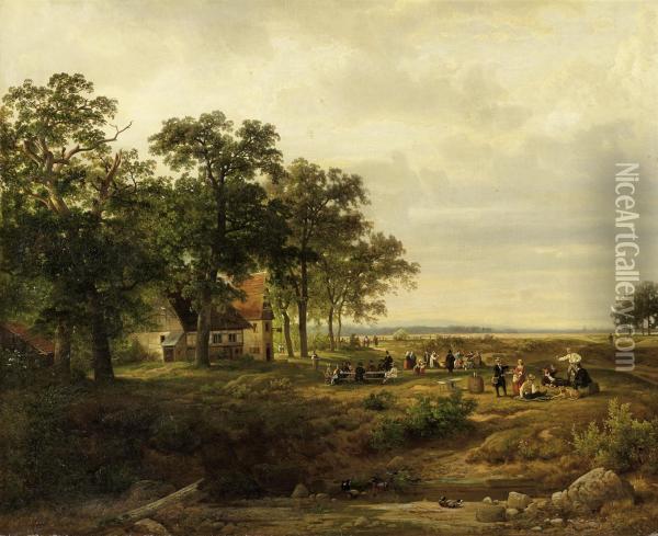 Tavern In The Forest Oil Painting - August Horter