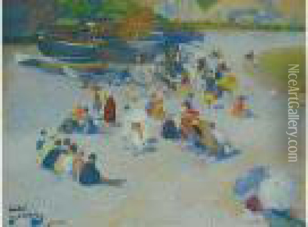  Yport, Plage  Oil Painting - Andre Devambez