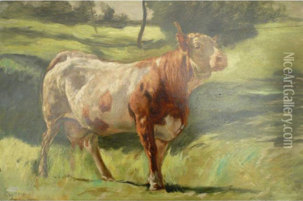Vache Oil Painting - Eugene Burnand