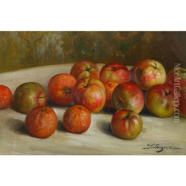 Stillleben Mit Apfeln Und Orangen Oil Painting - Licinio Barzanti