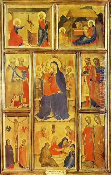 Virgin and Child Enthroned Oil Painting - Giovanni Da Milano