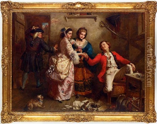 Oliver Goldsmith Discovering His Mistake (?) Oil Painting - Thomas Frank Heaphy