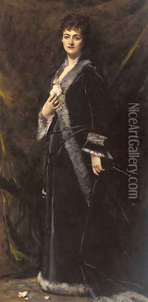 A Portrait of Helena Modjeska Chlapowski Oil Painting - Carolus (Charles Auguste Emile) Duran