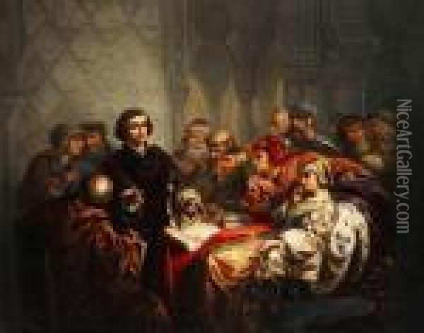 Christoffel Columbus Ontvouwt Zijn Plannen Oil Painting - Louis Gallait