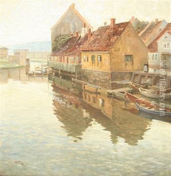 Gammelhavn Vejle Oil Painting - Carl Forup