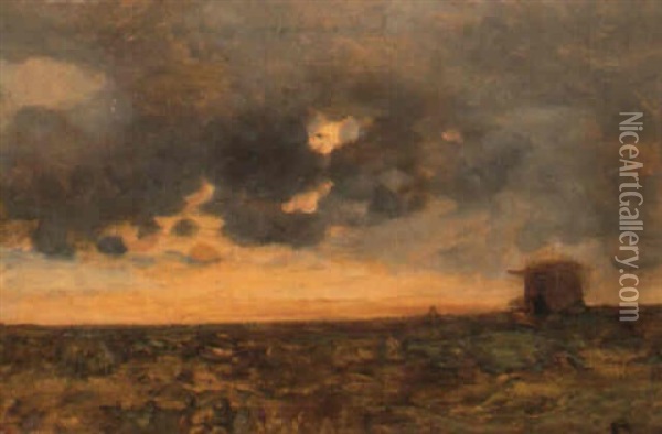 Nubi Sul Tramonto- Fubine Oil Painting - Lorenzo Delleani