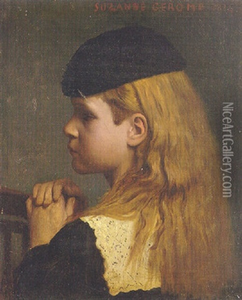 Portrait Of A Girl (suzanne Gerome?) Daughter Of The Artist Oil Painting - Jean-Leon Gerome