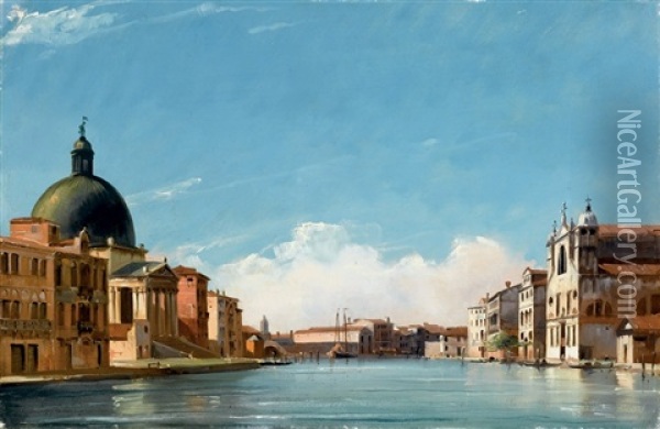 Venezia, La Chiesa Di San Samuele Oil Painting - Jules-Romain Joyant
