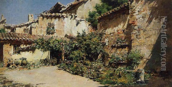 Der Innenhof Eines Bauernhofs In Toledo Oil Painting - Eduardo Arredondo Avendano