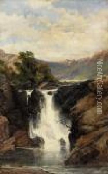 Waterfall Oil Painting - George Law Beetholme
