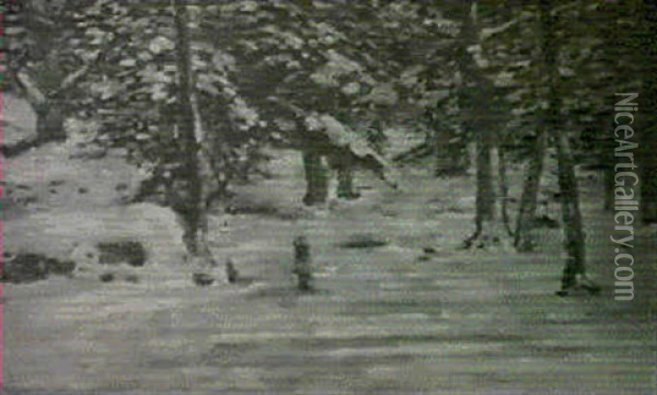 Woods In The Winter Oil Painting - Charles Salis Kaelin