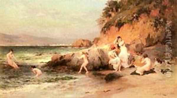 The Bathing Beauties Oil Painting - F. A. Bridgeman
