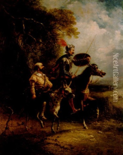 Don Quijote Och Sancho Pancha Oil Painting - George Cole