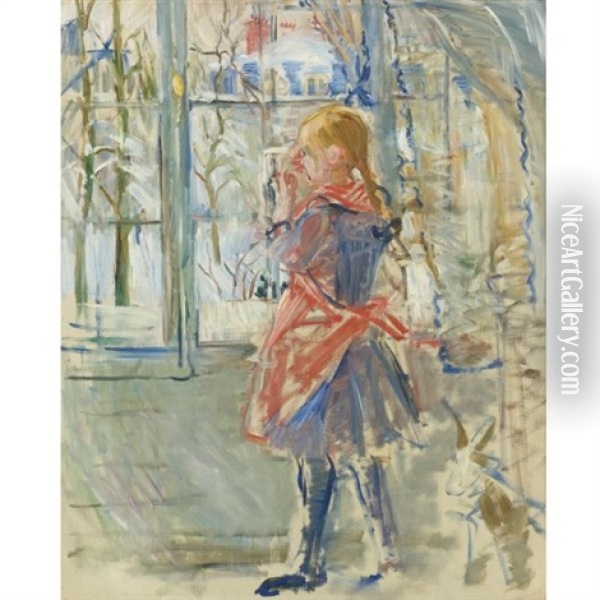 L'enfant Au Tablier Rouge Oil Painting - Berthe Morisot