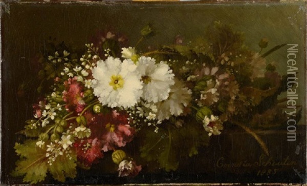 Gerbe De Fleurs Sur Un Entablement Oil Painting - Cornelia Schouten