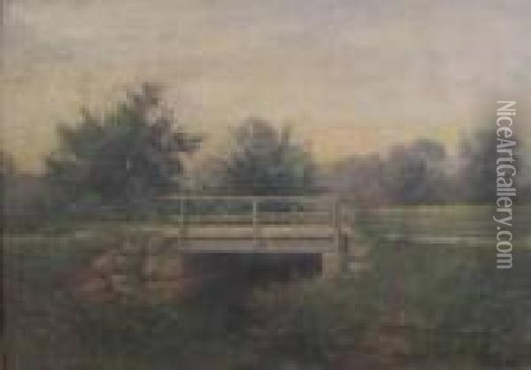 Landscape With Footbridge Oil Painting - Albert F. King