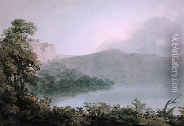 Lake of Vico Between Rome and Florence, 1783 Oil Painting - John Robert Cozens