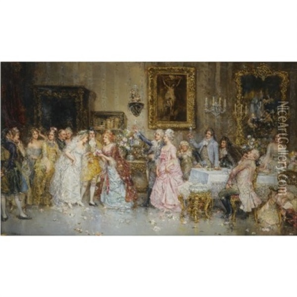 El Banquete Nupcial (the Wedding Party) Oil Painting - Juan Pablo Salinas