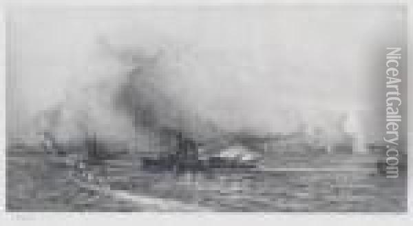 Windy Corner, Battle Of Jutland Oil Painting - William Lionel Wyllie