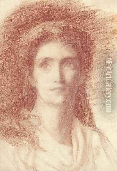 Portrait of a woman, bust-length Oil Painting - Simeon Solomon