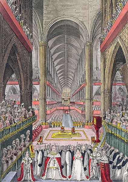 The Coronation of William IV 1765-1837 and Adelaide 1792-1849 in Westminster Abbey in 1830, 1831 Oil Painting - W. Read